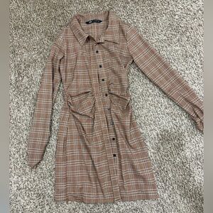 Zara Plaid button down dress